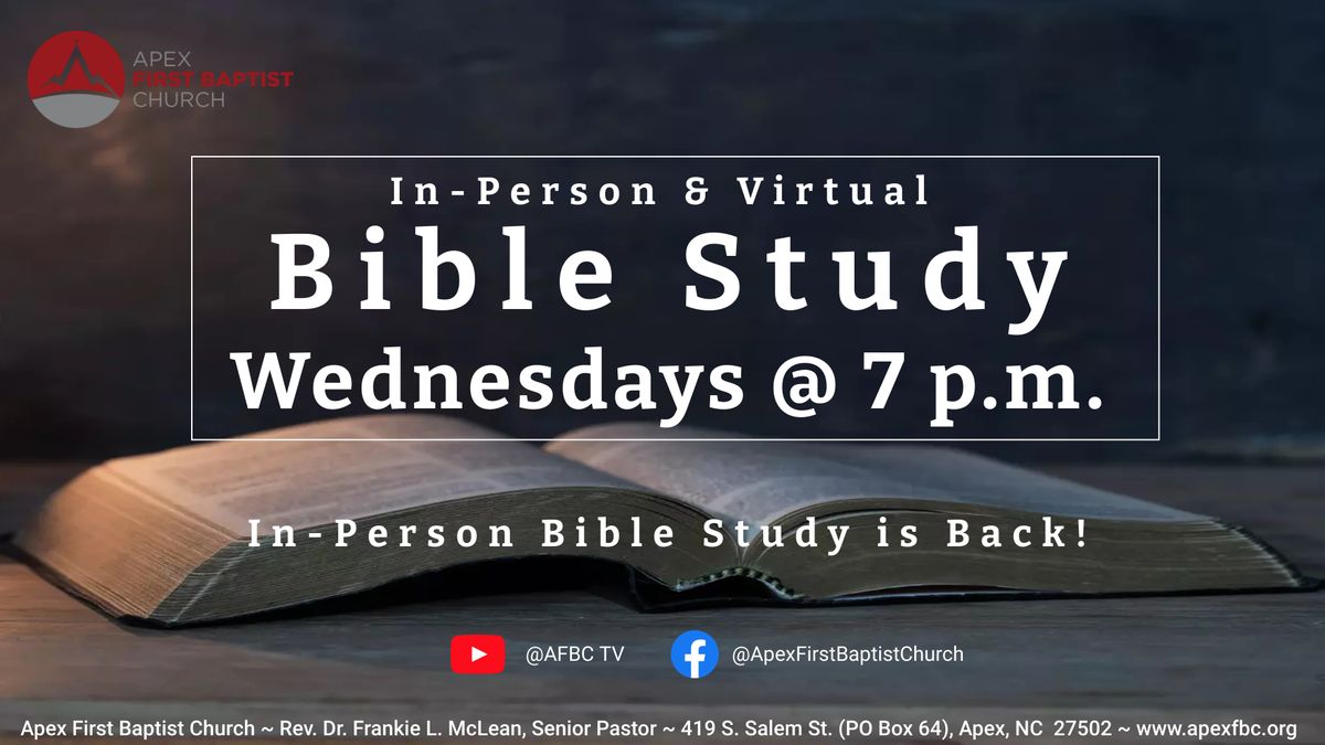 In-Person\/Virtual Wednesday Night Bible Study