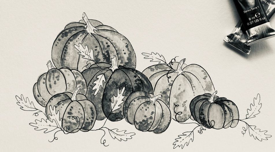 Stacked Pumpkins Watercolor Workshop