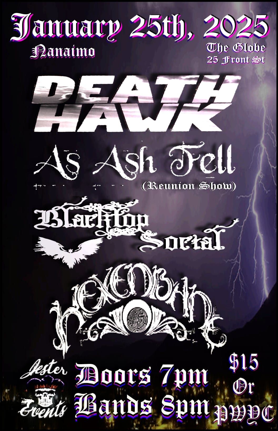 As Ash Fell Comeback show! with Death Hawk, Blacktop Social, and Hexenbane 