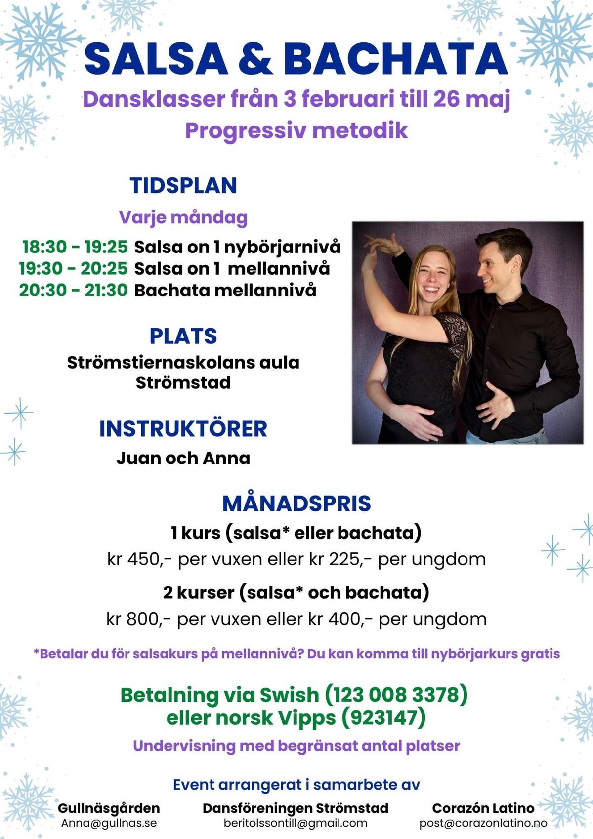 SALSA & BACHATA - Dansklasser i Str\u00f6mstad (Februari-maj)