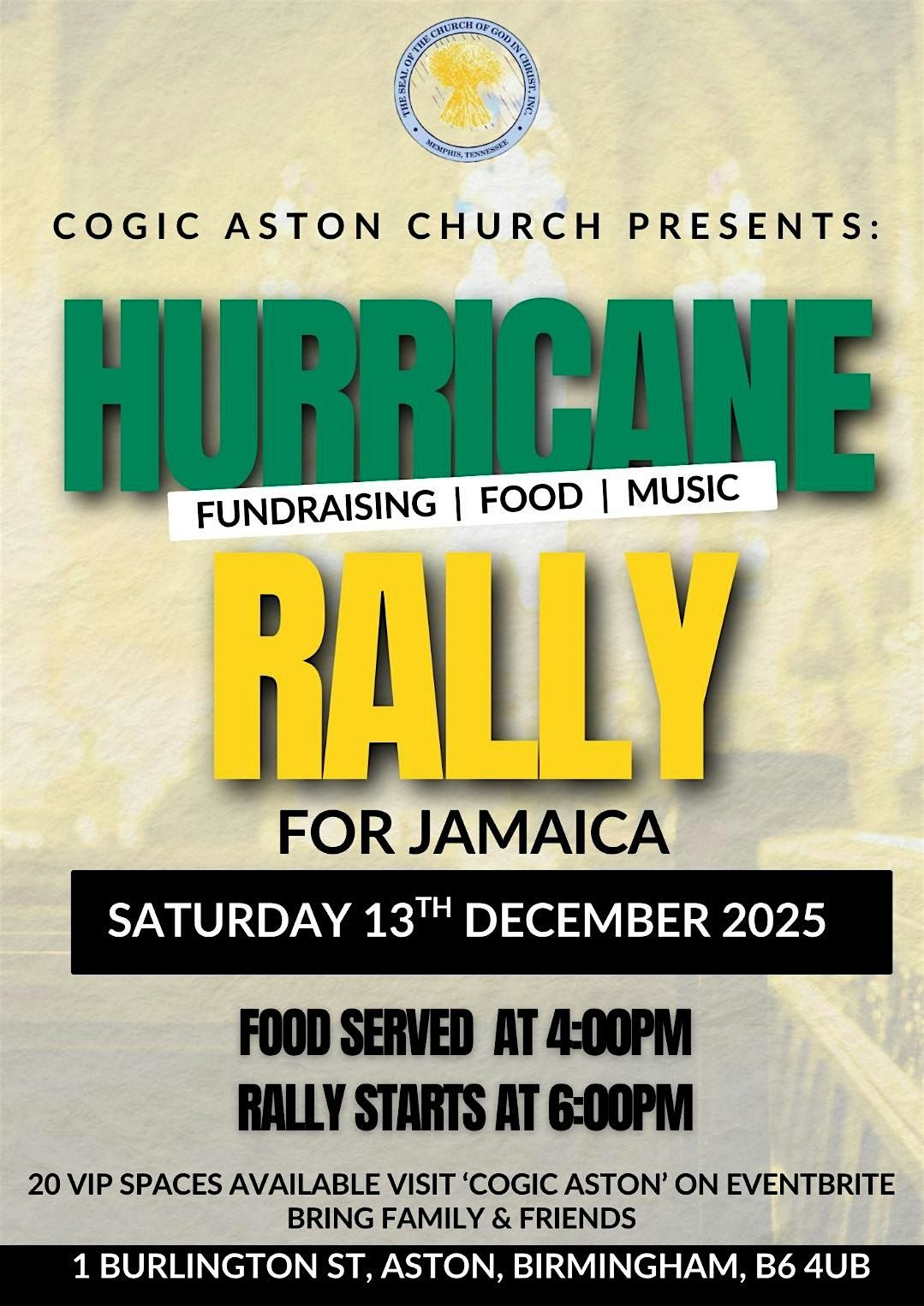 COGIC Aston Present: Hurricane Rally for Jamaica