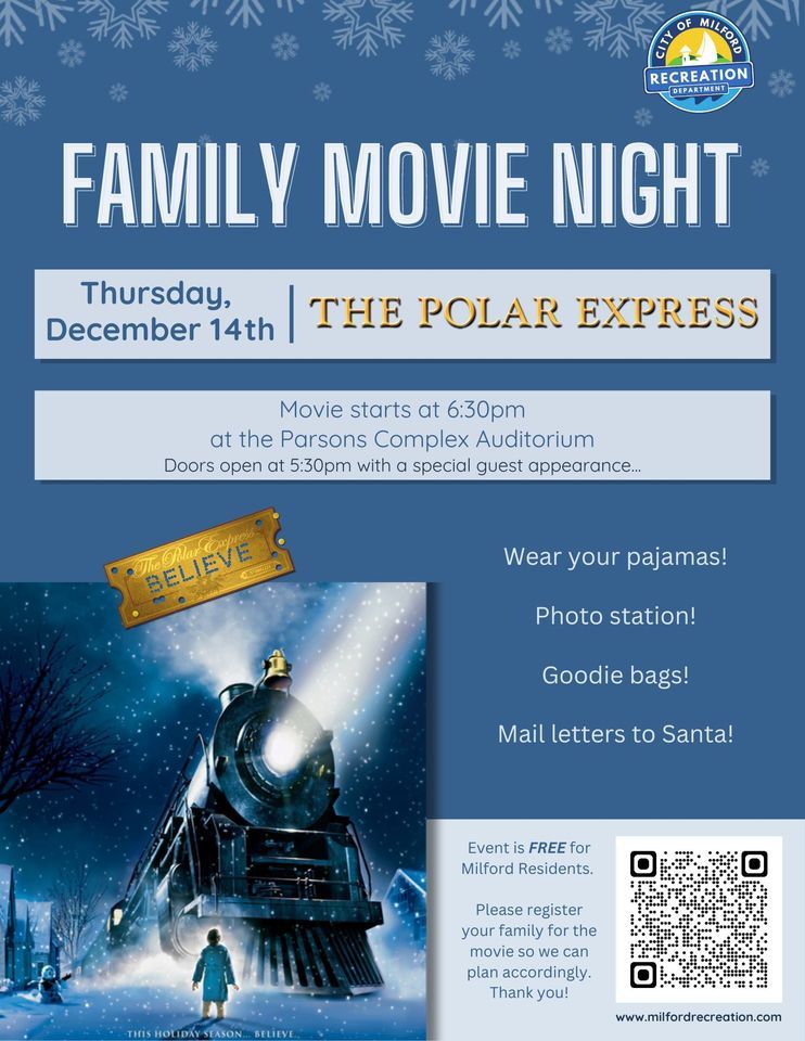 Family Movie Night The Polar Express, Parsons Complex Auditorium