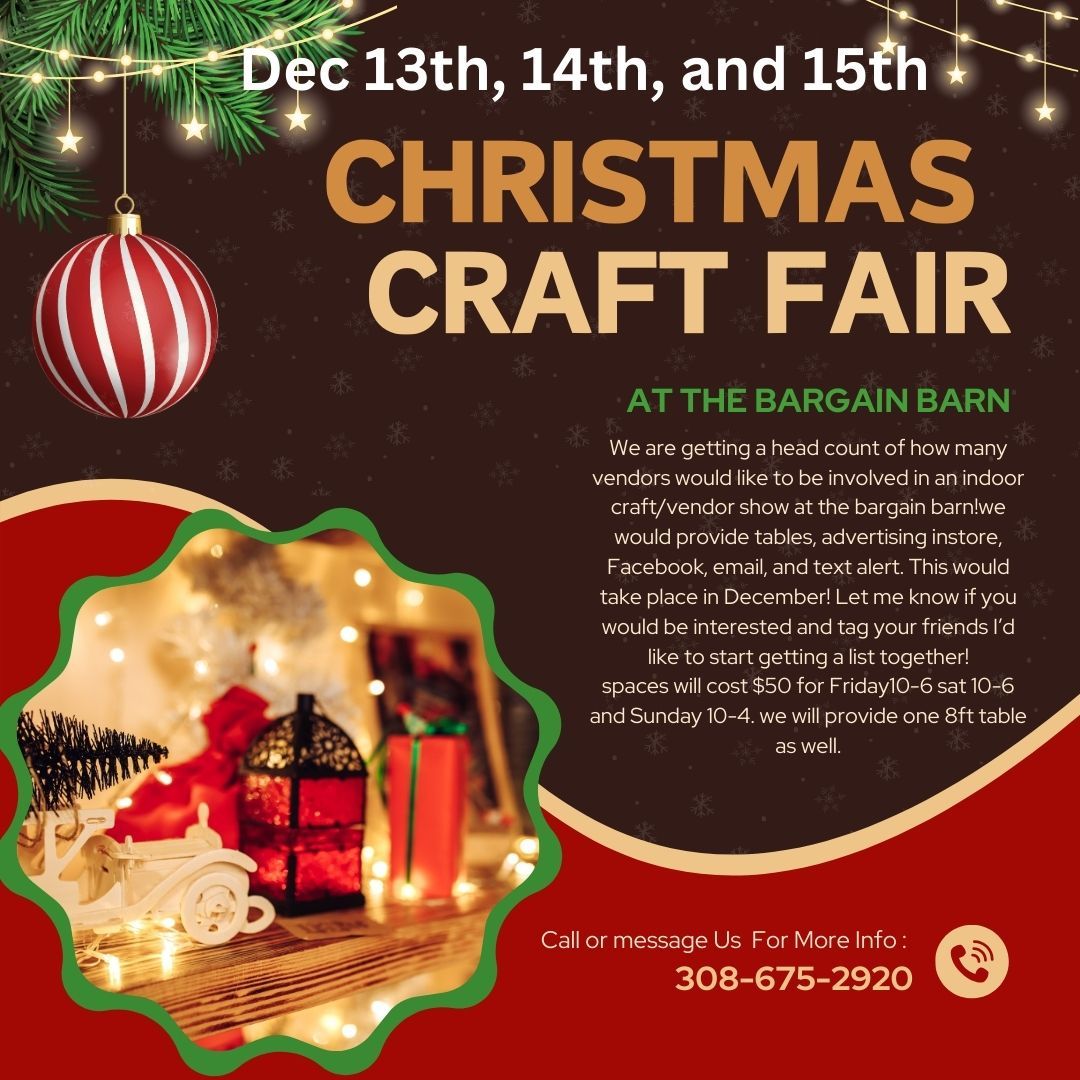 Christmas Craft\/Vendor show at the Bargain Barn!