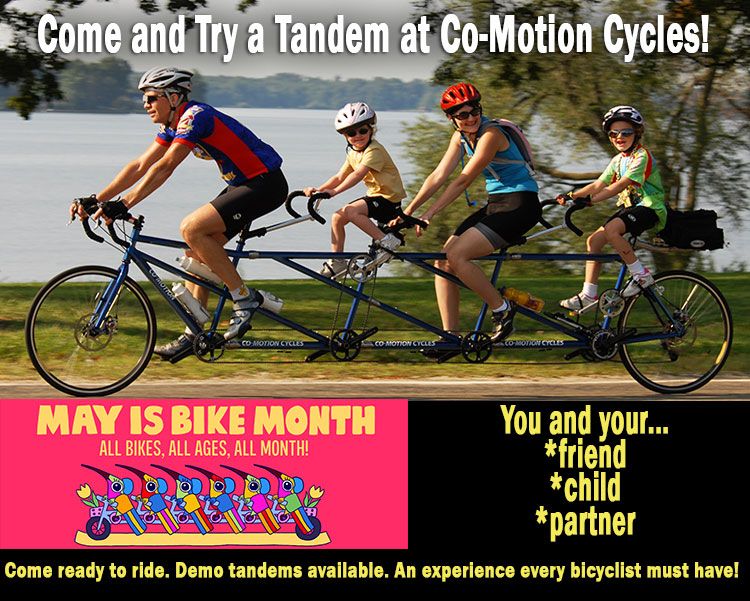 May is Bike Month-Try a Tandem At Co-Motion Cycles!