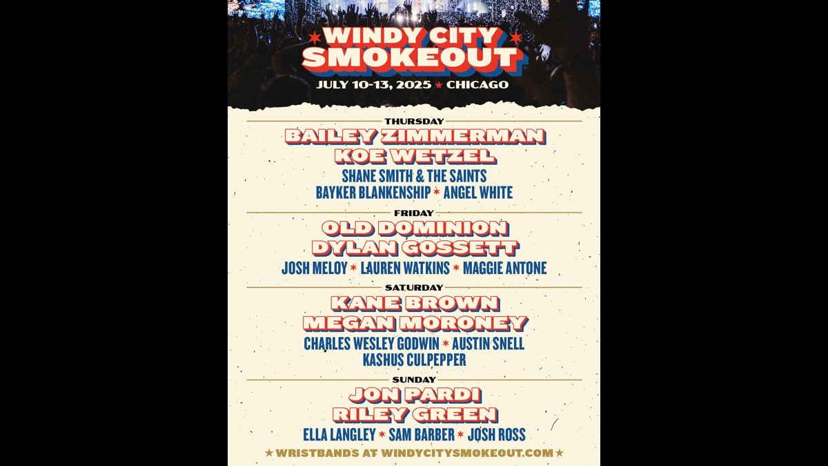 Windy City Smokeout (Saturday) with Kane Brown, Megan Moroney, Charles Wesley Godwin, and more