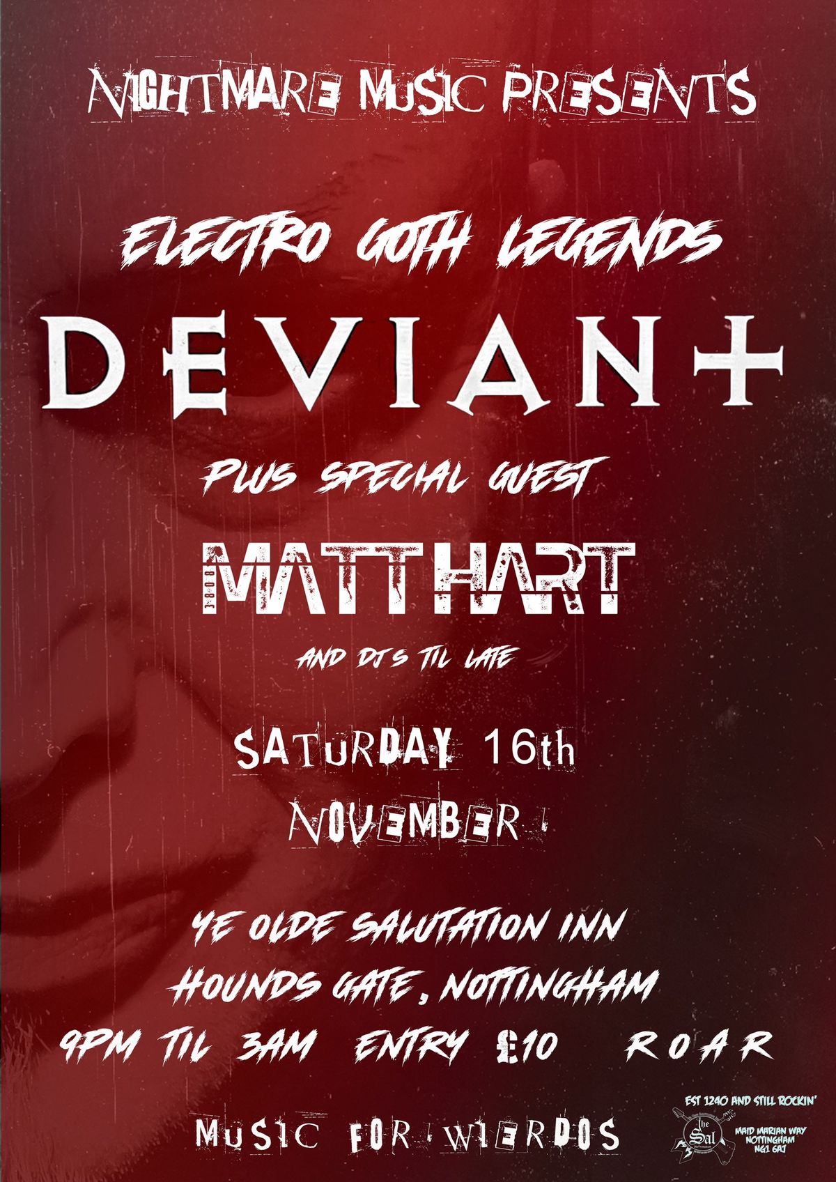 DEVIANT plus MATT HART at Ye Olde Salutation Inn, Sat 16th November