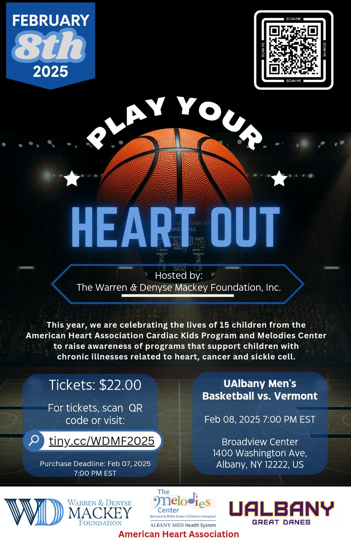 Play Your Heart Out - SUNY Men's Basketball Game featuring special honorary coaches