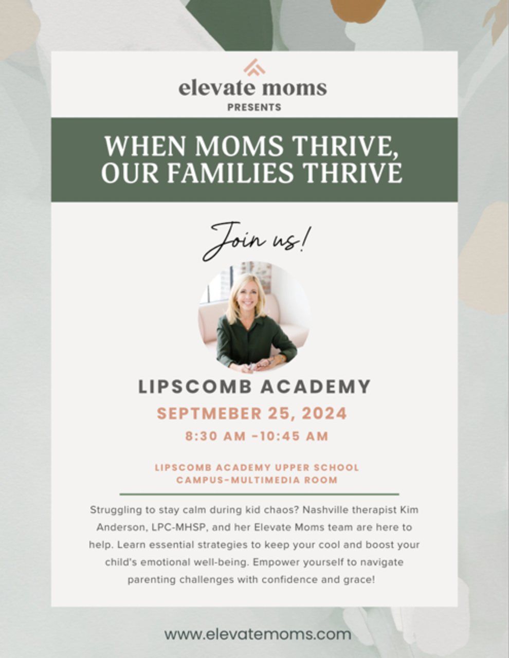 Empowering Moms with Elevate Moms | Lipscomb Academy Partner in Parenting