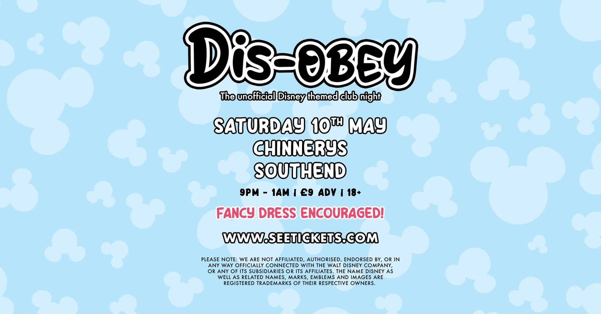 DIS-OBEY Club Night @ Chinnerys, Southend | 10.05.25