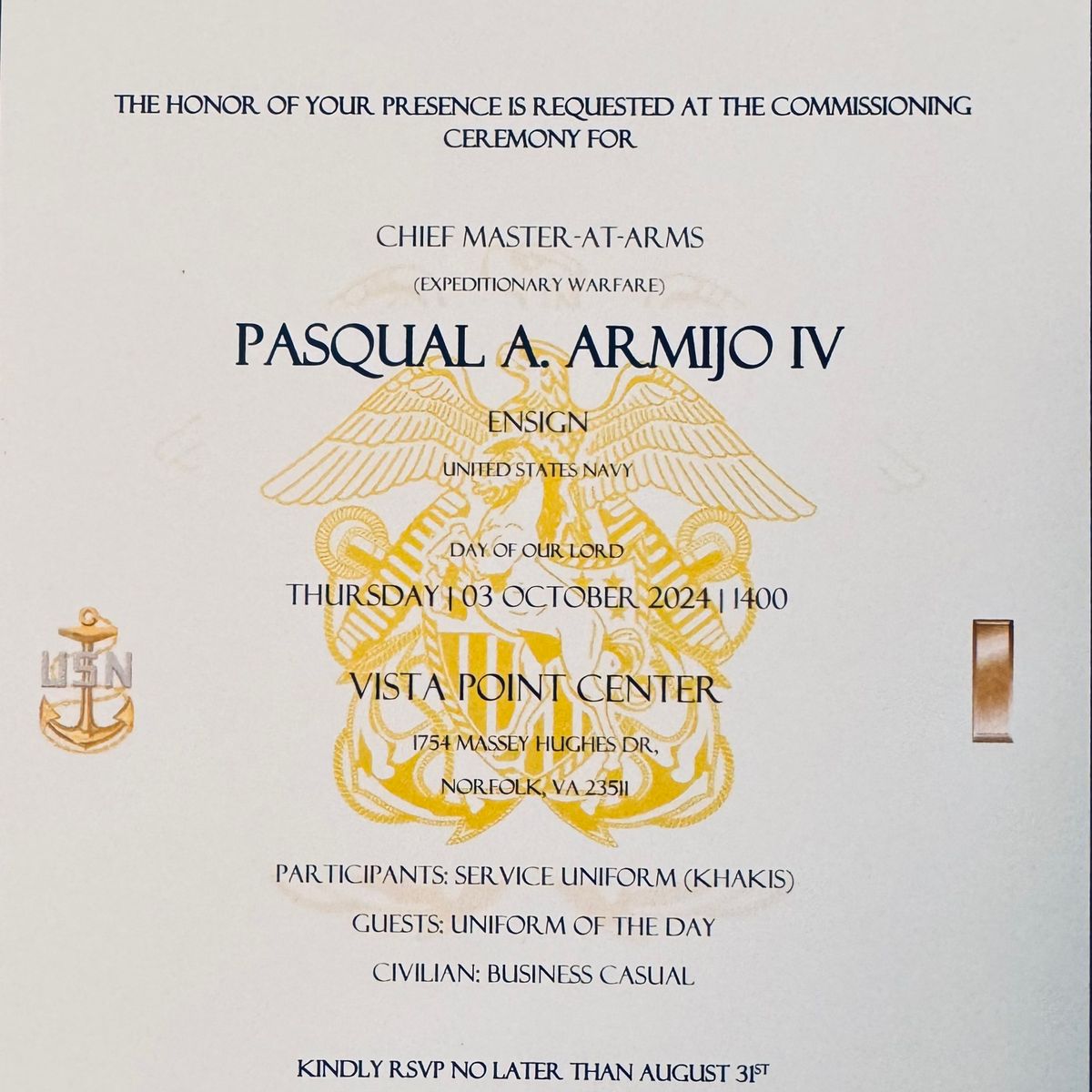 Commissioning of MAC Pasqual Armijo