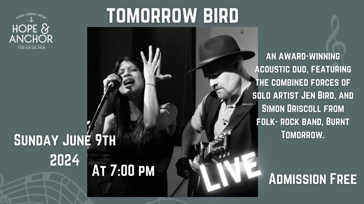 Live Sunday acoustic - featuring the fantastic "Tomorrow Bird"