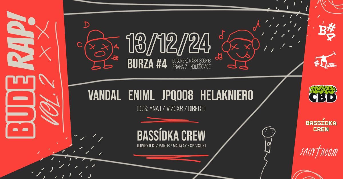 Bude rap! vol.2 w\/ Eniml, Vandal, JPQ008, Helakniero a dal\u0161\u00ed..