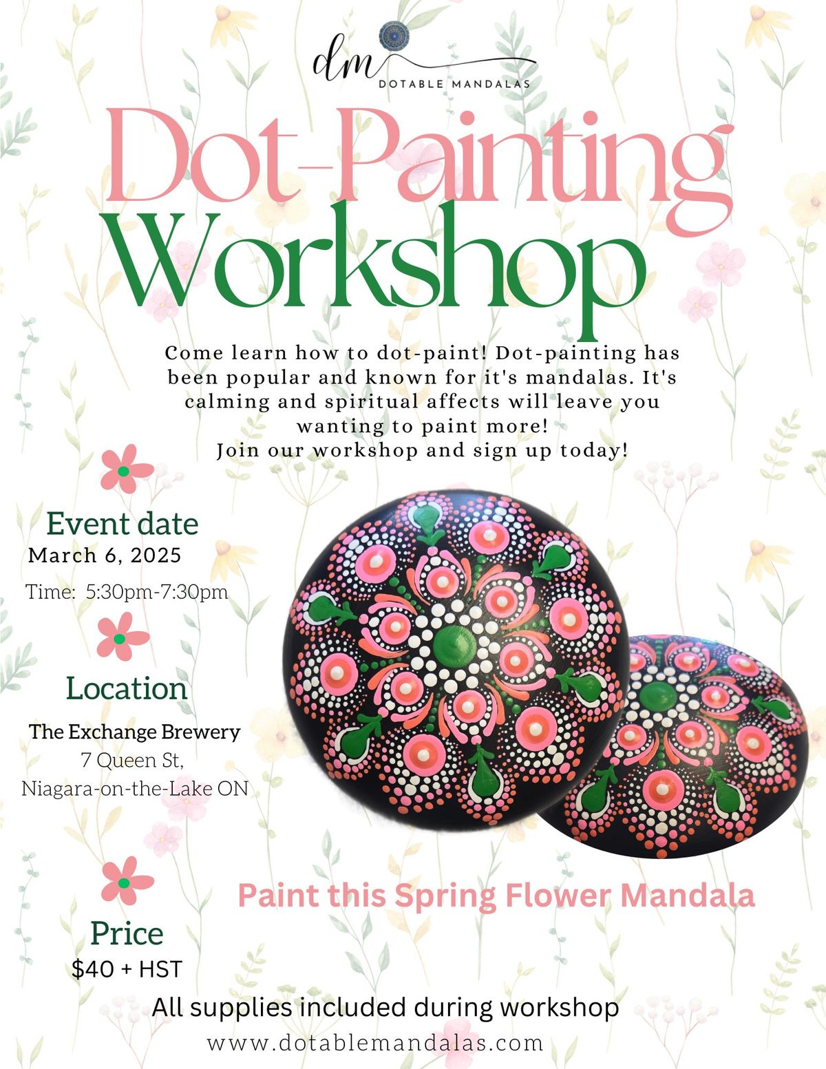 Niagara On The Lake-Spring Flower Mandala 4" Rock Dot-Painting Workshop