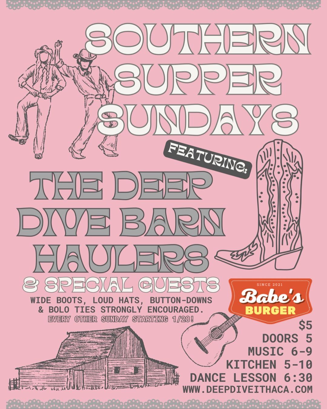 Southern Supper Sunday w\/ The Deep Dive Barn Hauler's & Babe's Burgers!