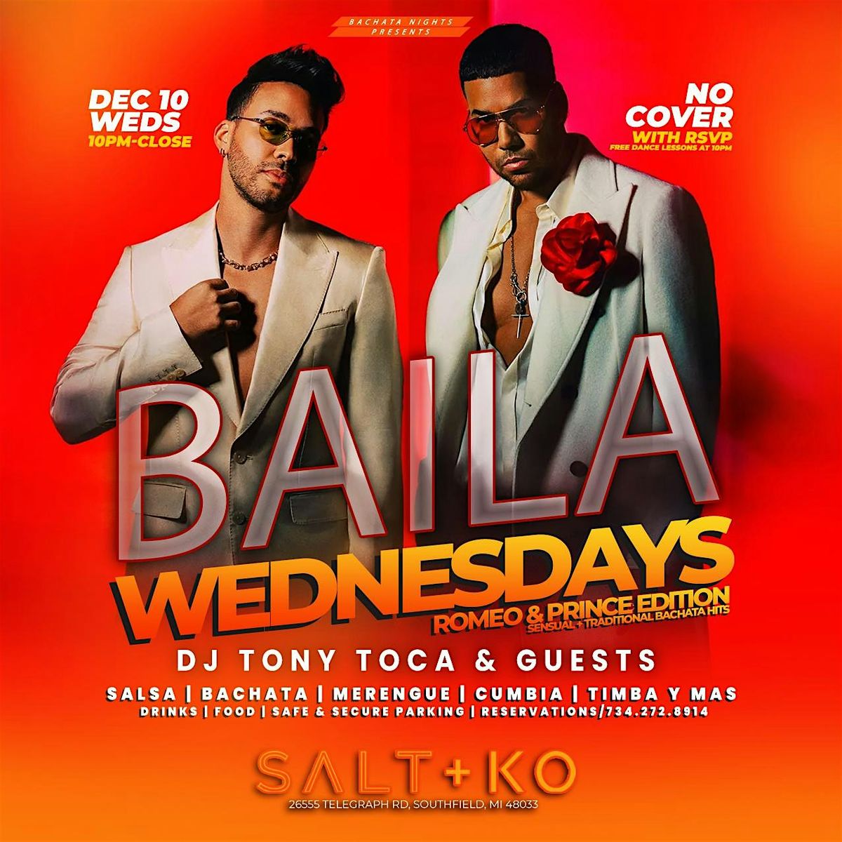 Baila Weds at Salt & Ko - Romeo Santos & Prince Royce Edition