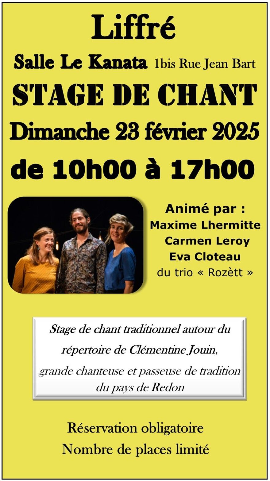 Stage de chant avec Maxime Lhermitte, Eva Cloteau et Carmen Leroy du trio Roz\u00e8tt