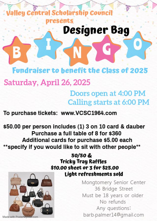 Valley Central Scholarship Council Designer Bag Bingo