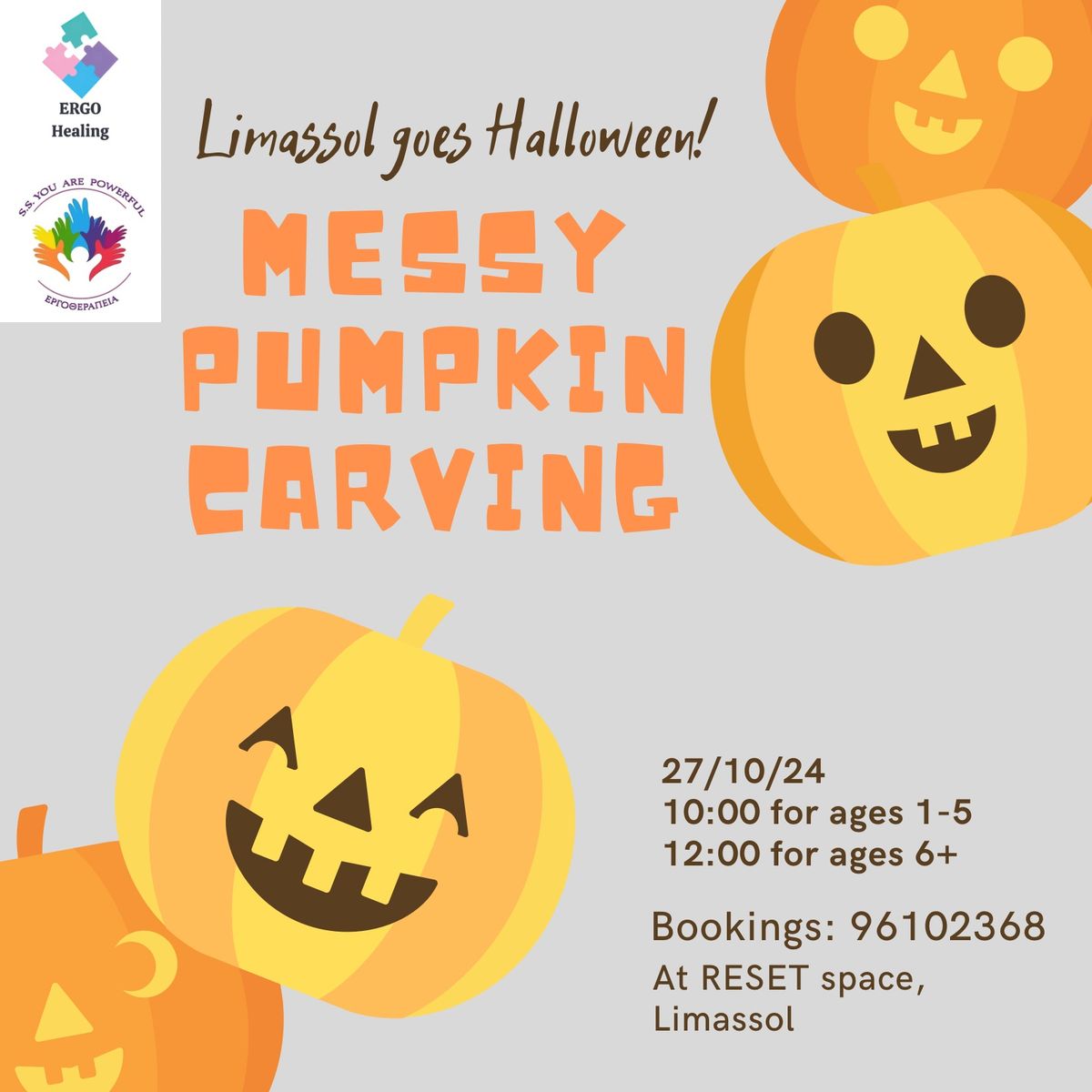 MESSY PUMPKIN CARVING - Halloween activities for kids \ud83c\udf83(LIMASSOL)