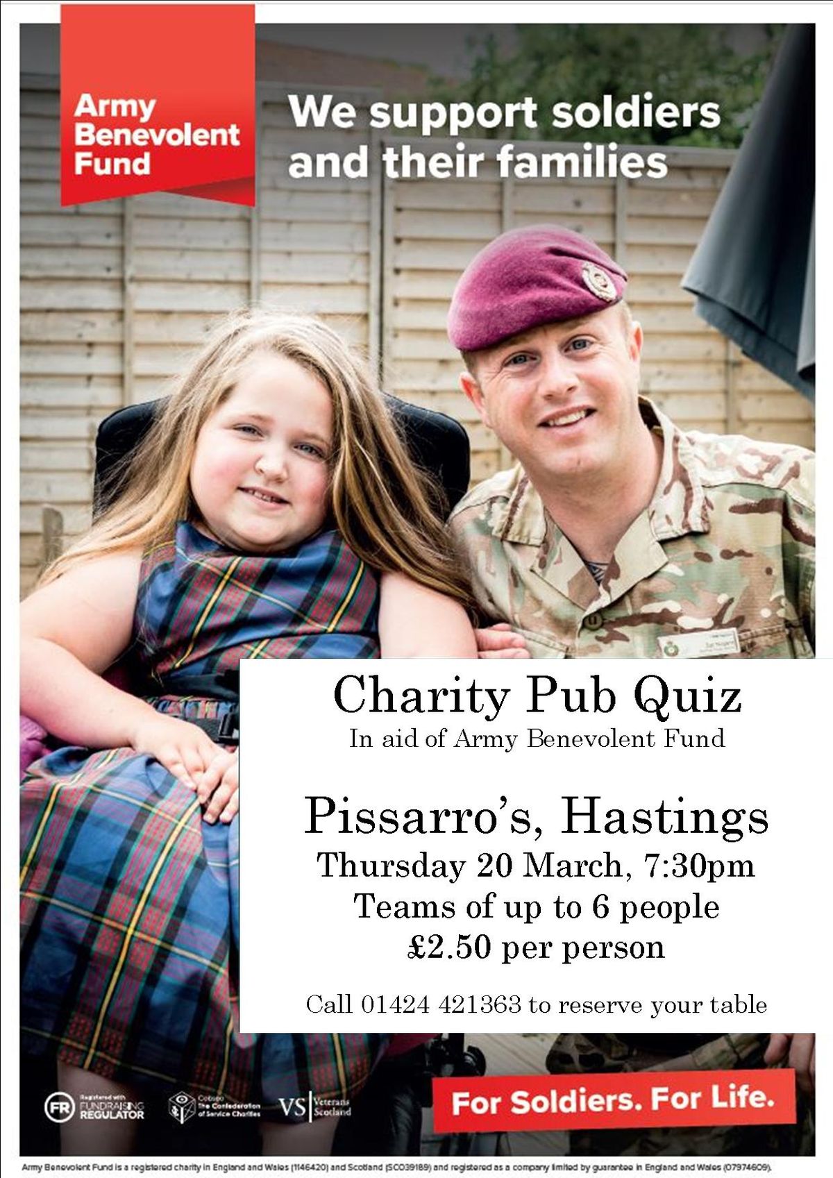 Fun Charity Quiz in aid of Army Benevolent Fund at Pissarro's, South Terrace, Hastings