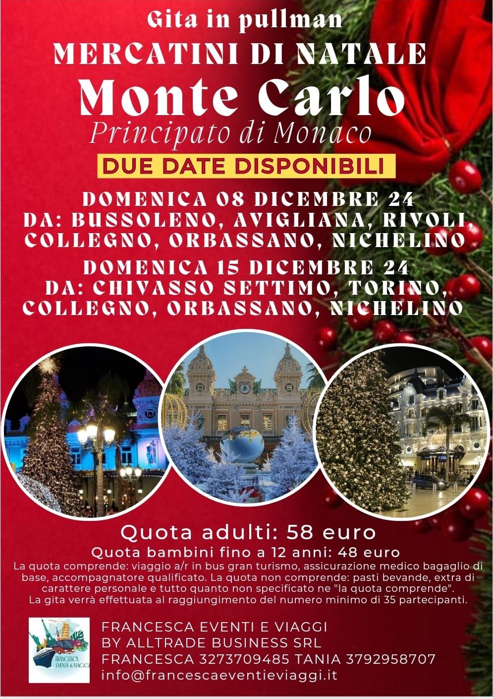 GITA A MONTE CARLO: MERCATINI DI NATALE 