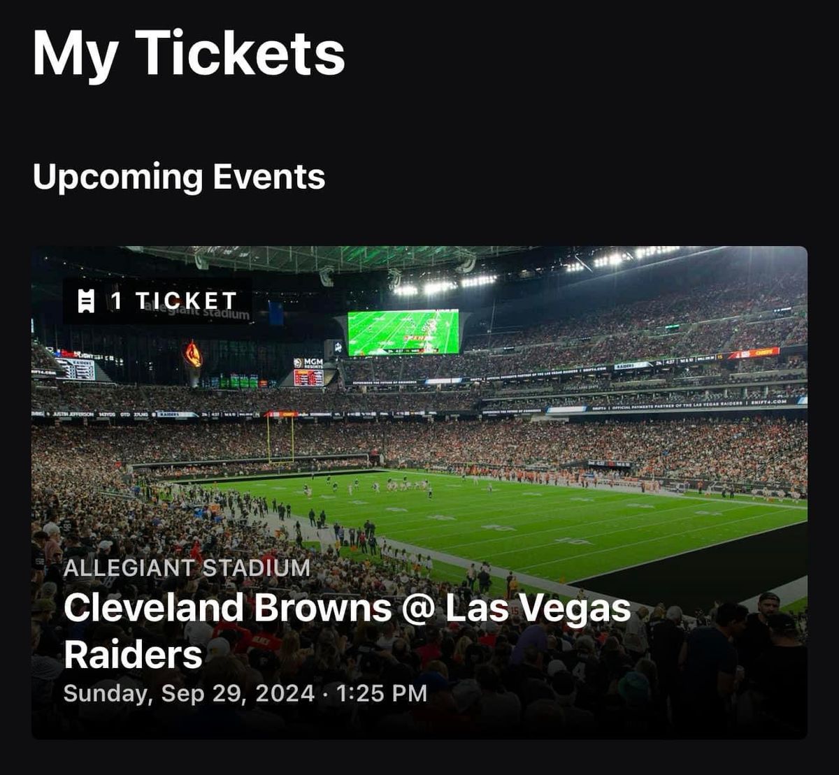 Cleveland Browns at Las Vegas Raiders at Allegiant Stadium