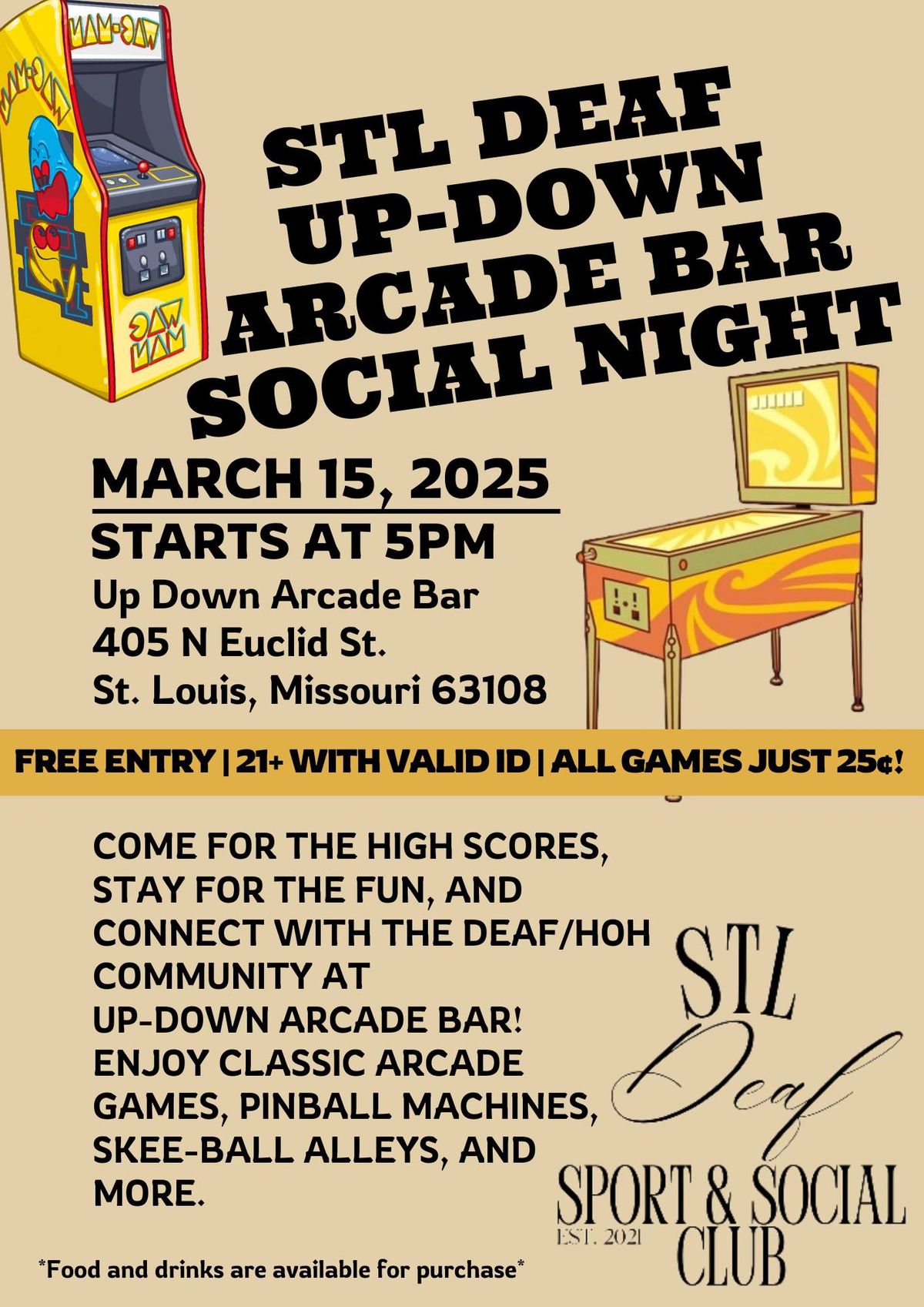 STL Deaf Up-Down Arcade Bar Social Night