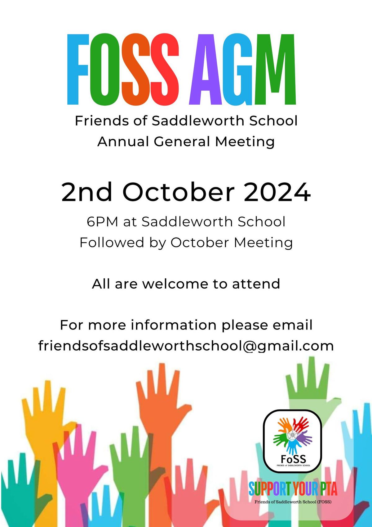 Friends of Saddleworth School - AGM and October Meeting 02\/10\/24