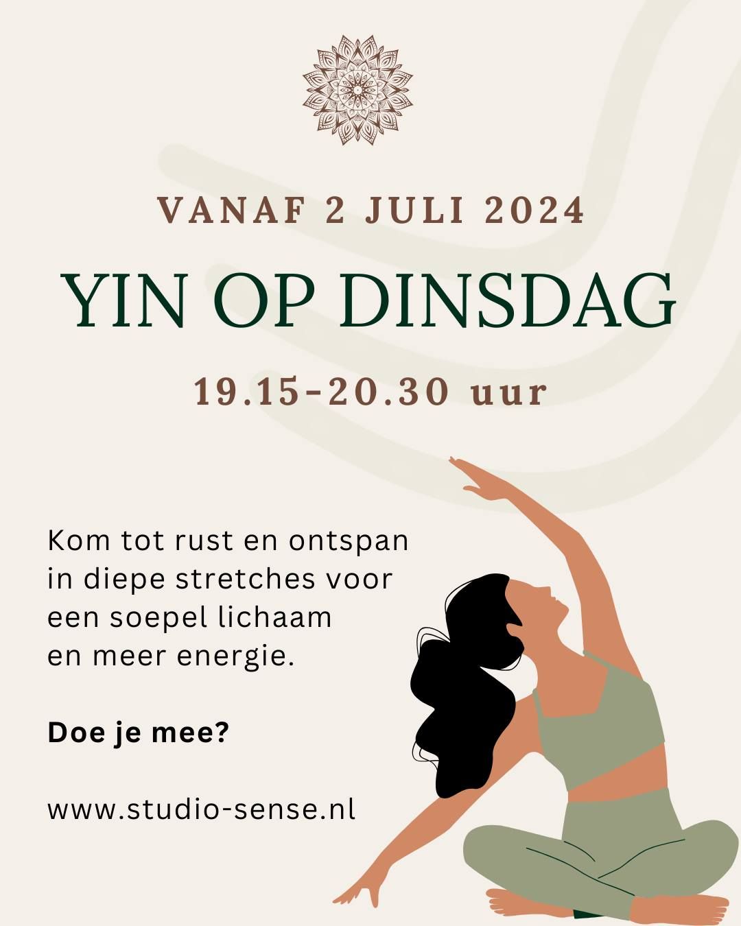 Yin yoga op dinsdag
