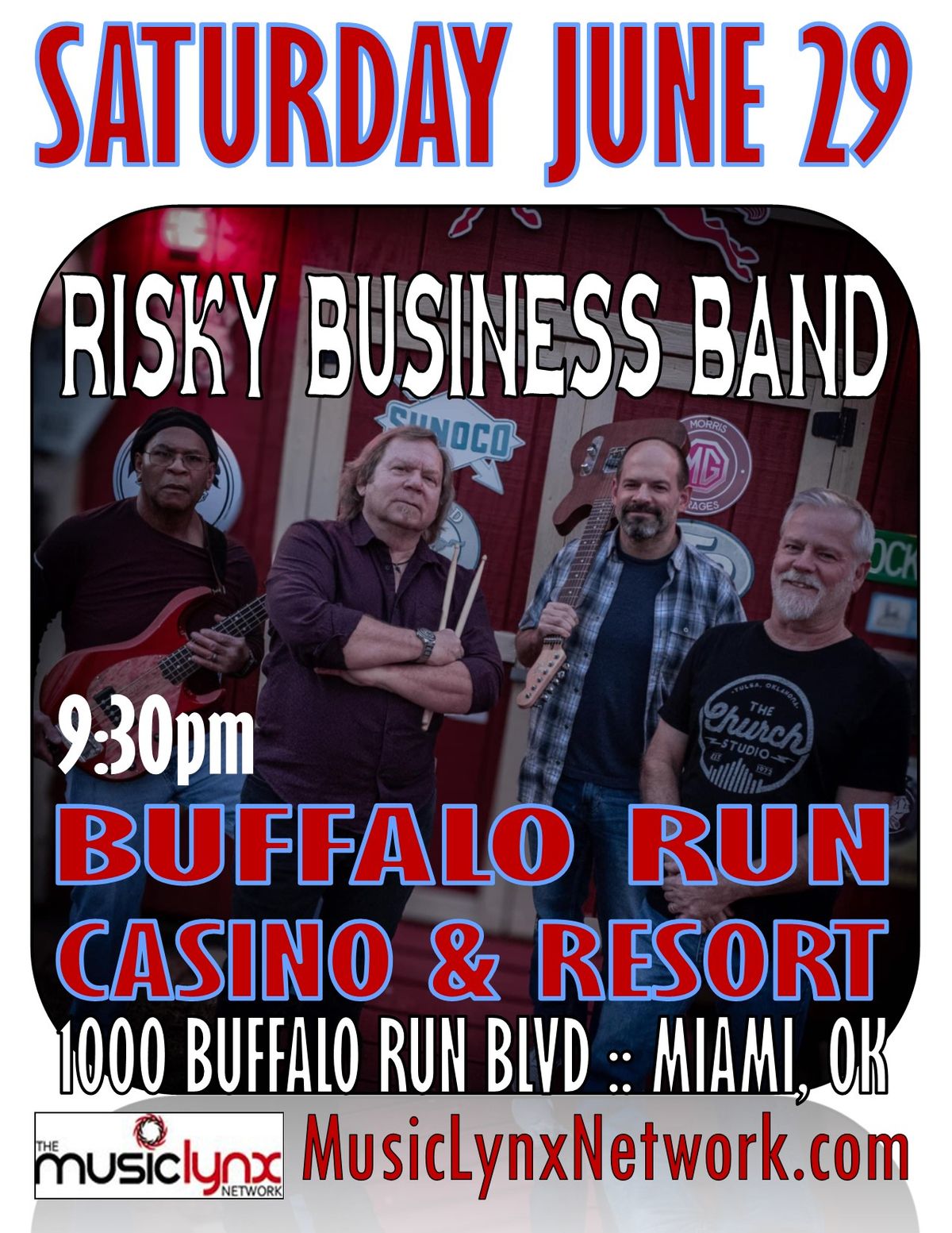 RISKY BUSINESS BAND Saturday at Buffalo Run Casino