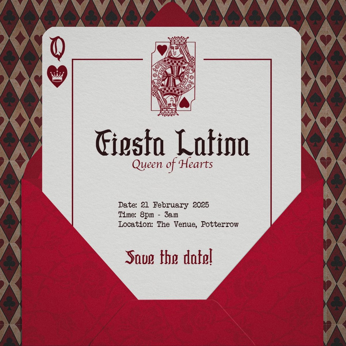 Queen of Hearts Fiesta Latina