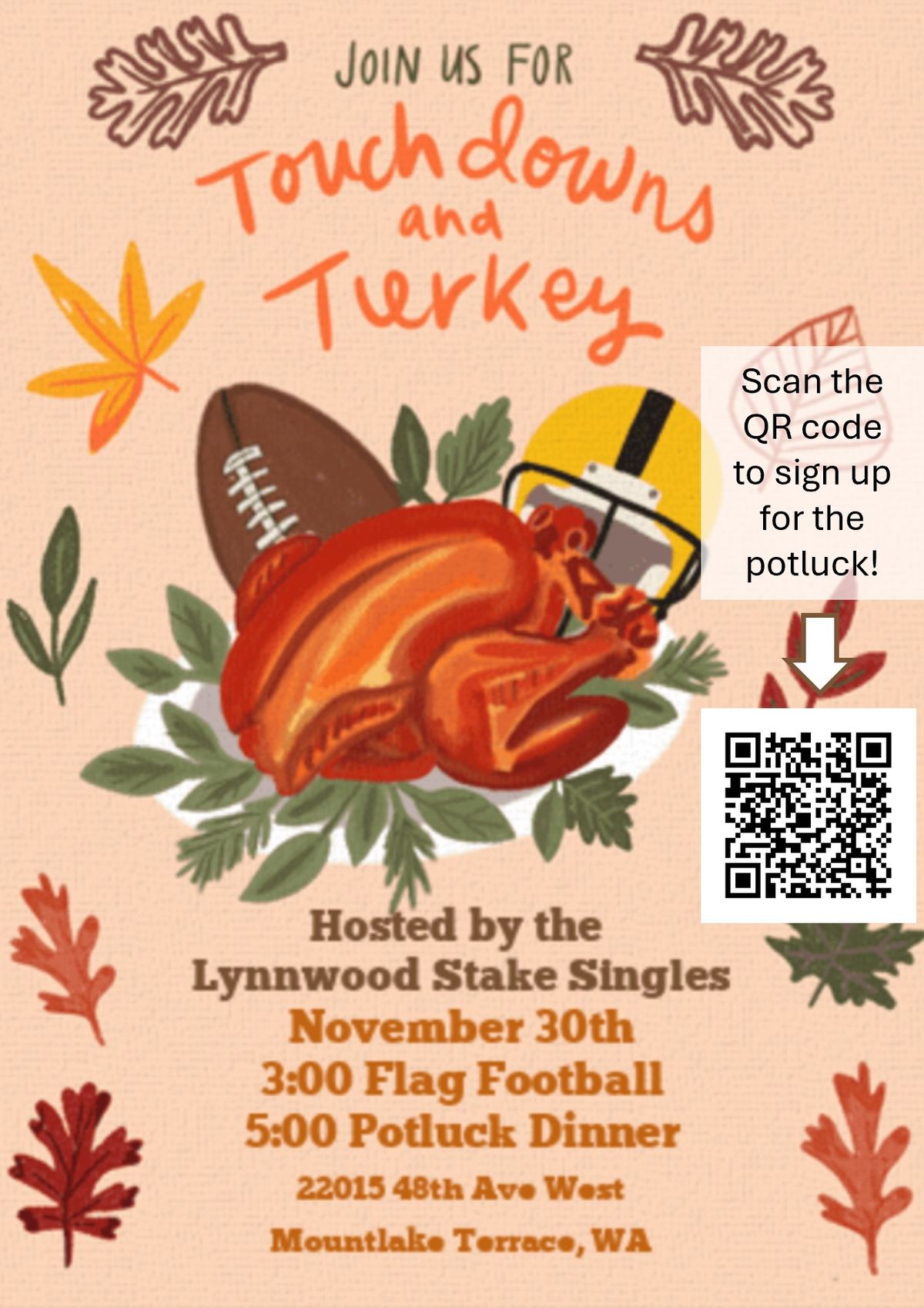 Lynnwood Single Adult Touchdowns and Turkey