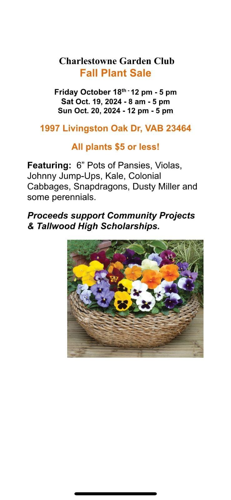 Charlestowne GC plant sale