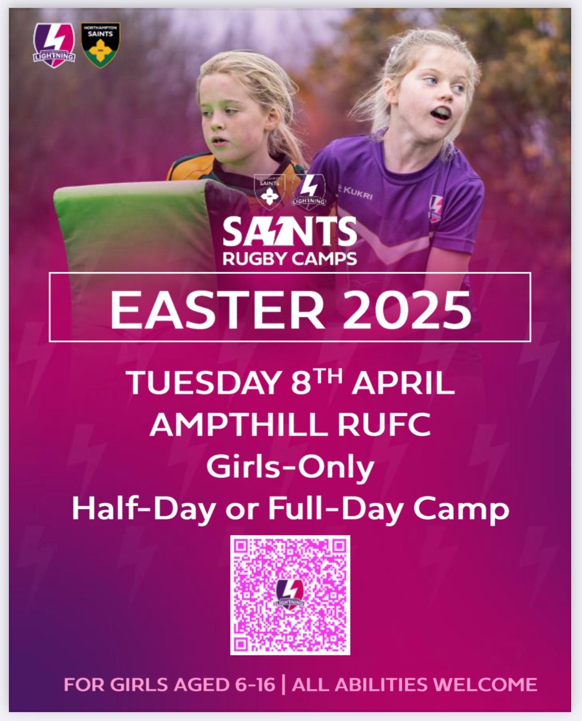 Girls-Only, Full-Day or Half-Day Rugby Skills Camp (U7s to U16s)