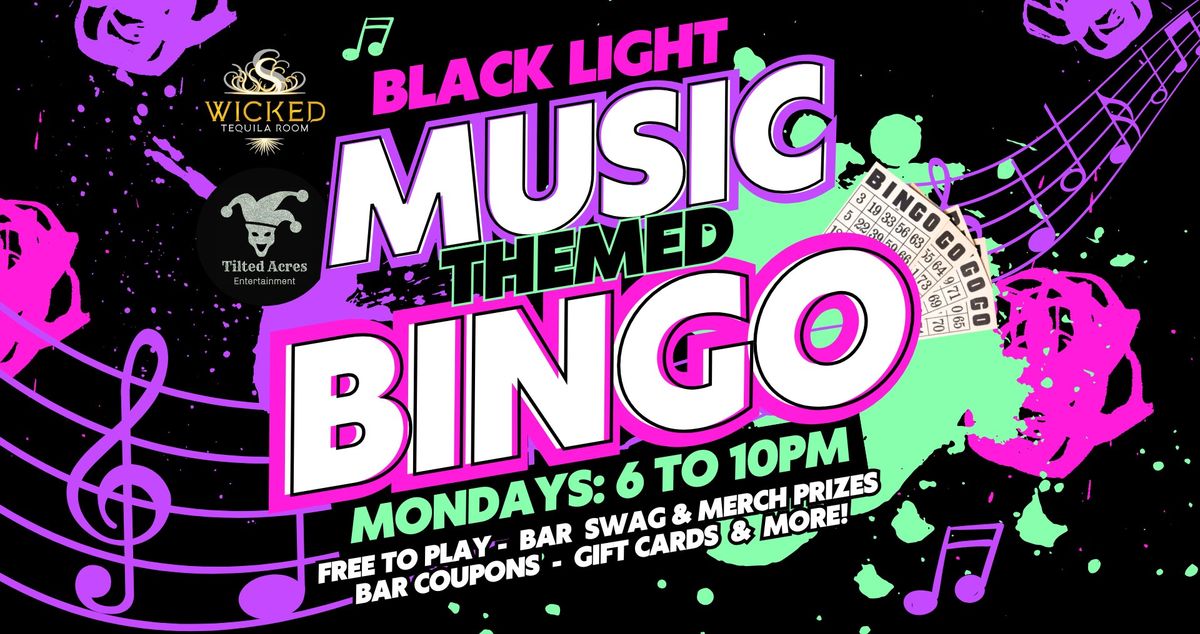 Black Light Themed Music Bingo