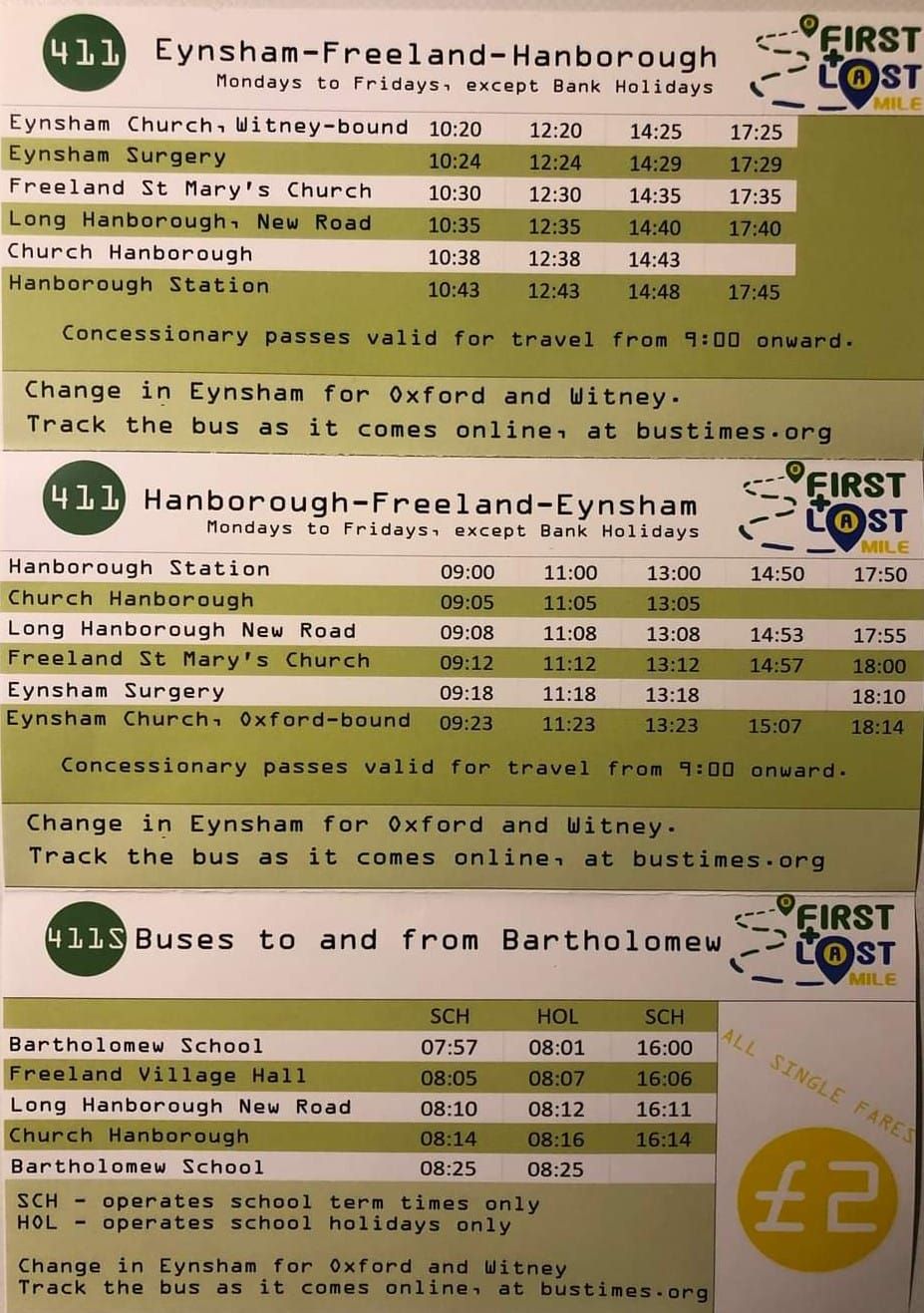 411 Timetable 