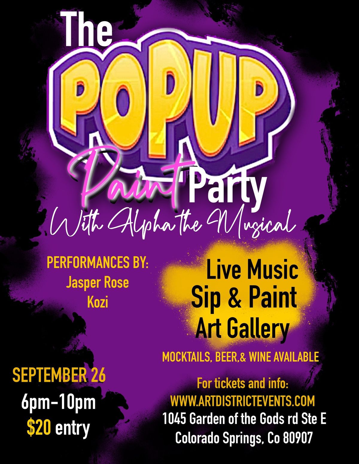 The pop up paint party with alpha the musical