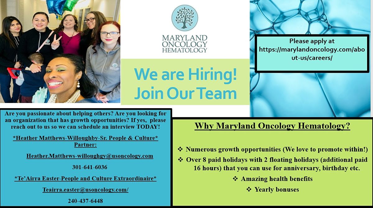 Maryland Oncology Hematology Job Fair, 9905 Medical Center Dr