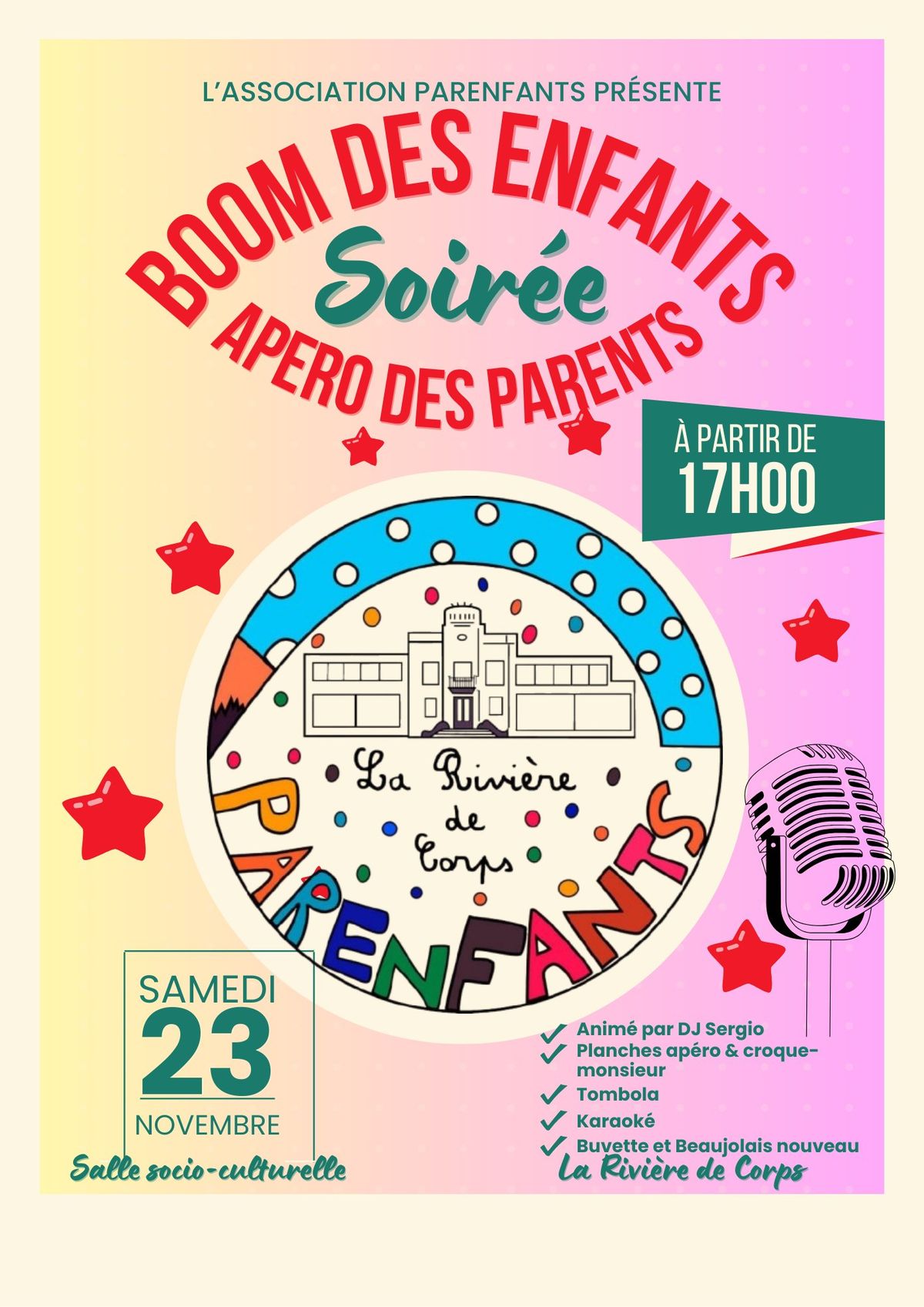 La Boom des enfants et l'ap\u00e9ro des parents - moment convivial et festif en Salle Socio-culturelle