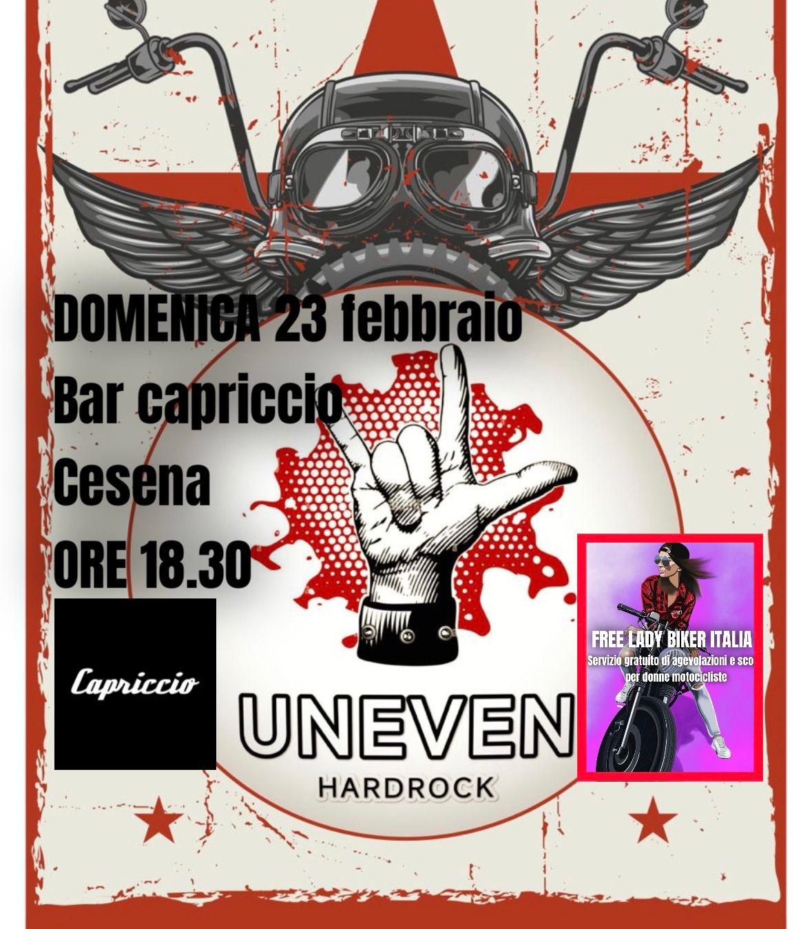 CESENA :RITROVO FREE LADY BIKER + CONCERTO UNEVEN BAR CAPRICCIO