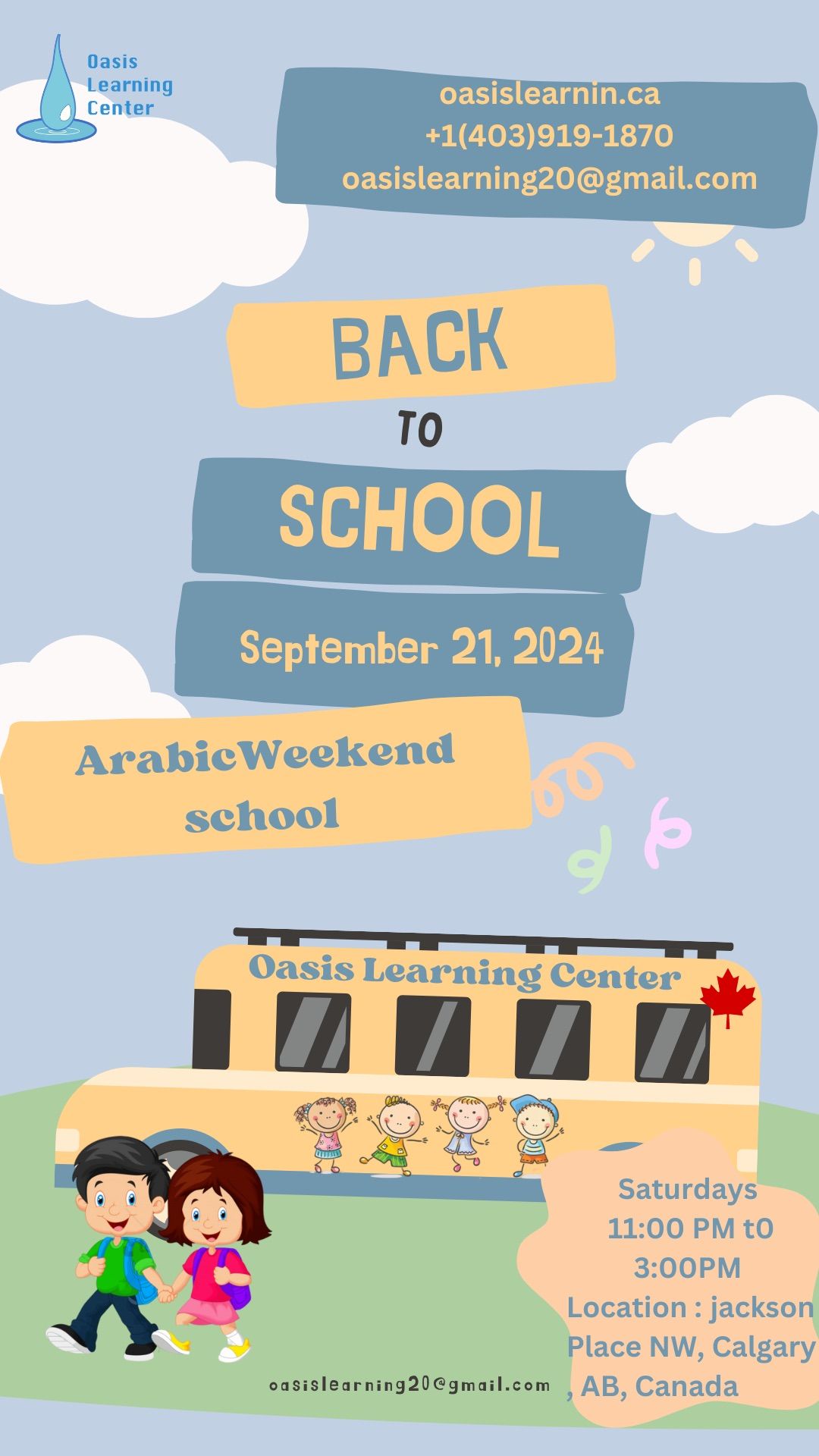 Oasis Learning Centre Language School Association Weekend School - Year 2024-2025