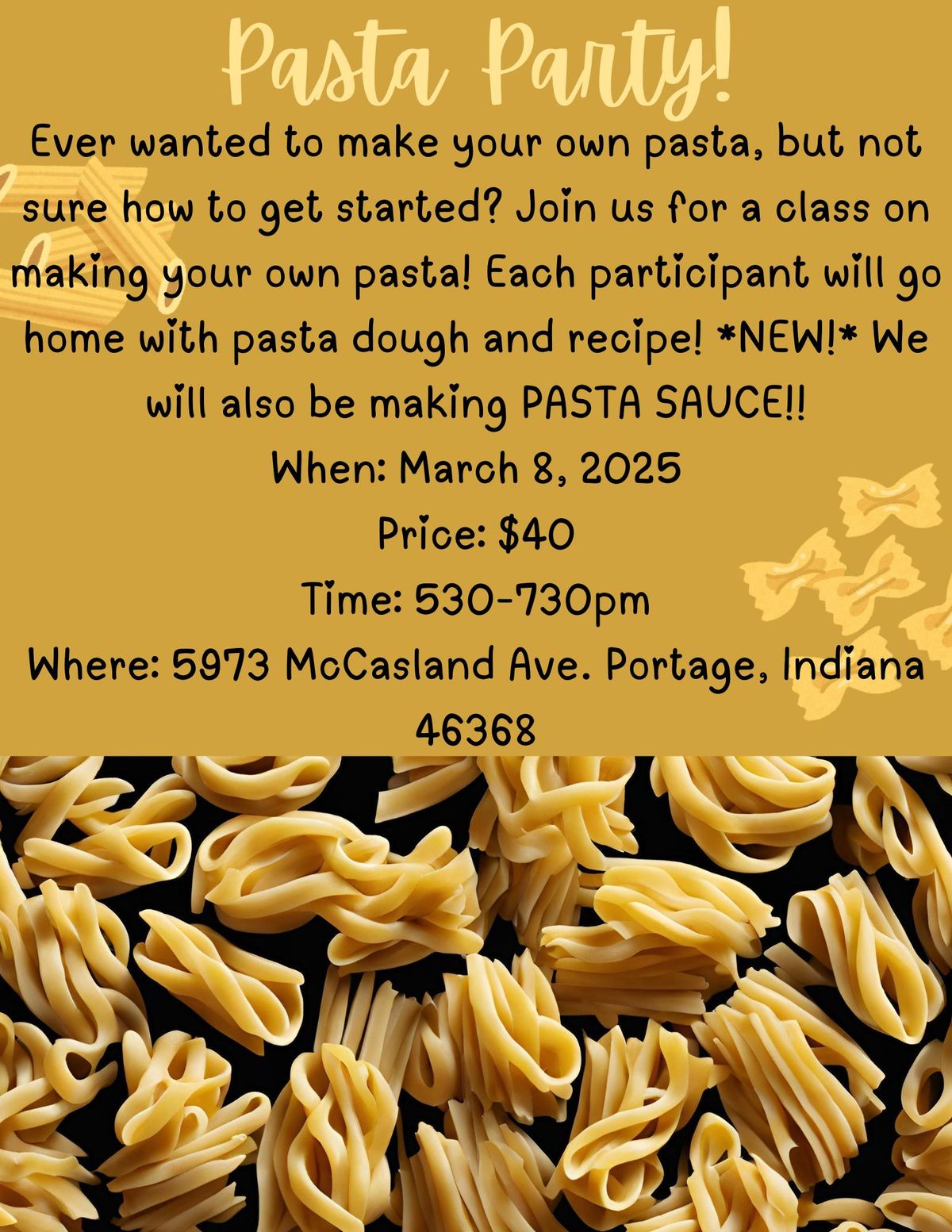 Homemade Pasta AND Pasta Sauce Class **FULL** 