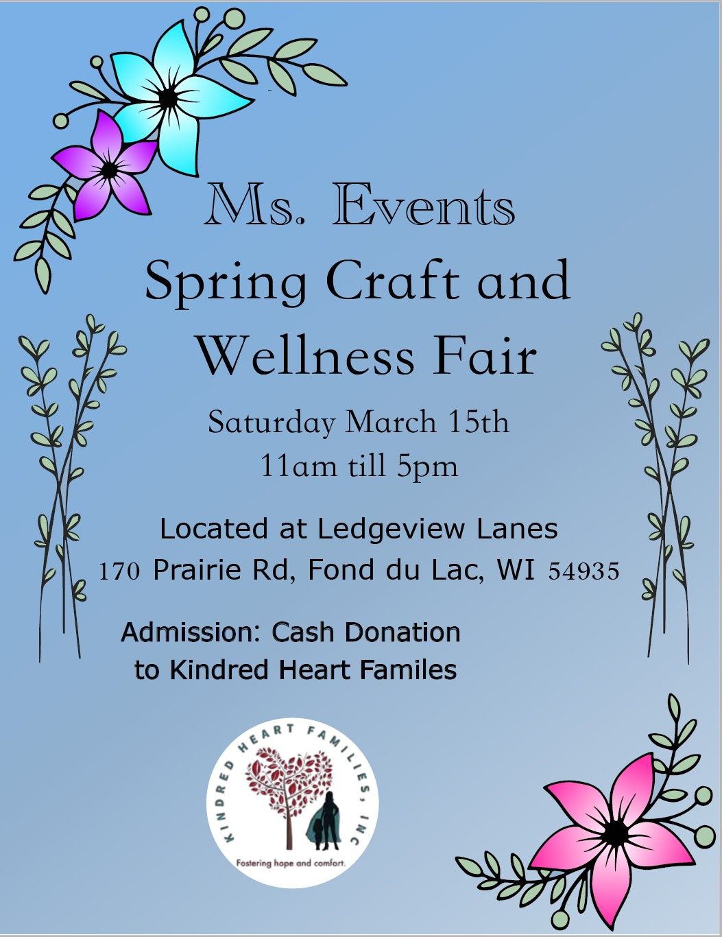 Ms. Events Spring Craft and wellness fair benefitting Kindred Heart Families