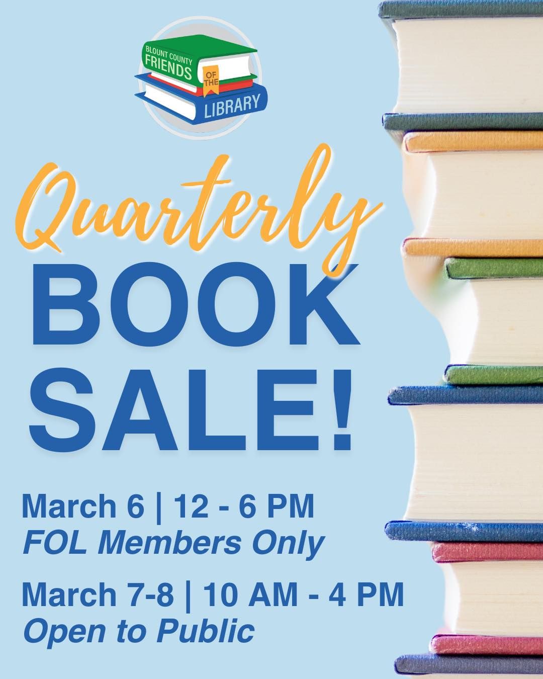 Blount County Friends of the Library | Quarterly Book Sale