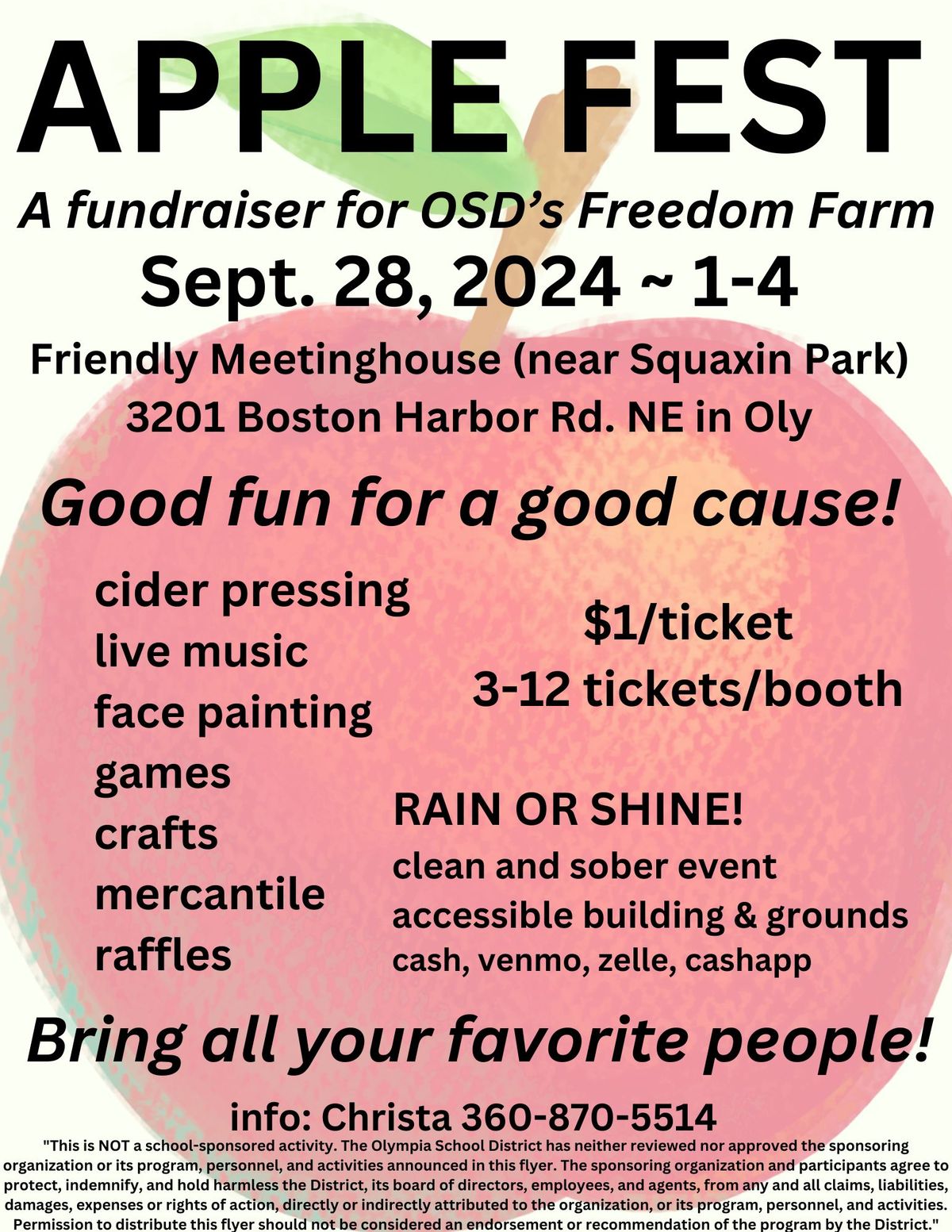 Apple Fest - A fundraiser for OSD's Freedom Farm