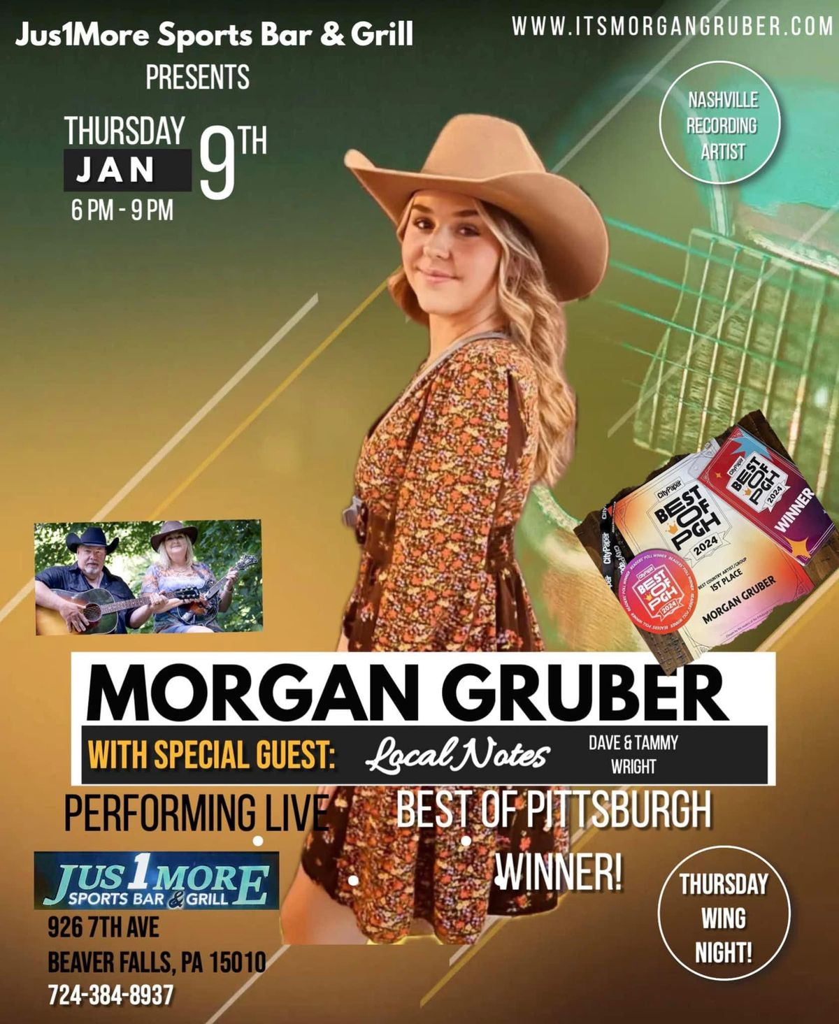 Morgan Gruber with Special Guest Local Notes 