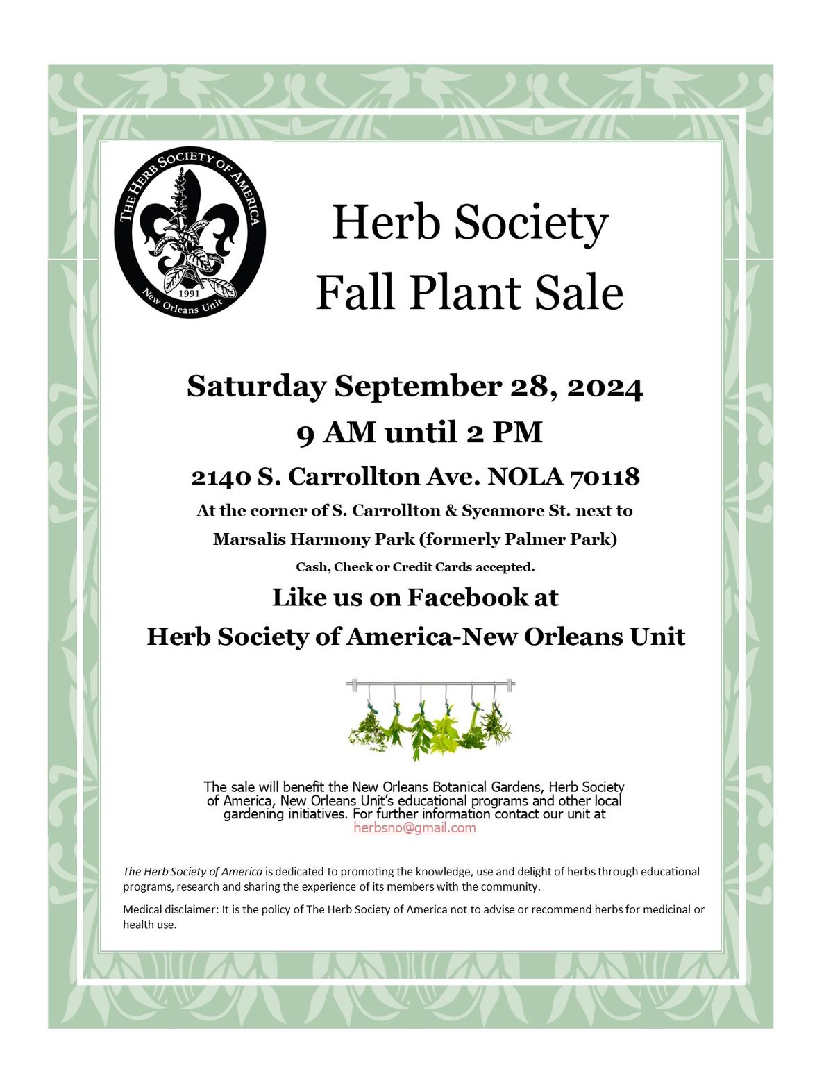 Herb Society, New Orleans Unit  Fall Plant Sale