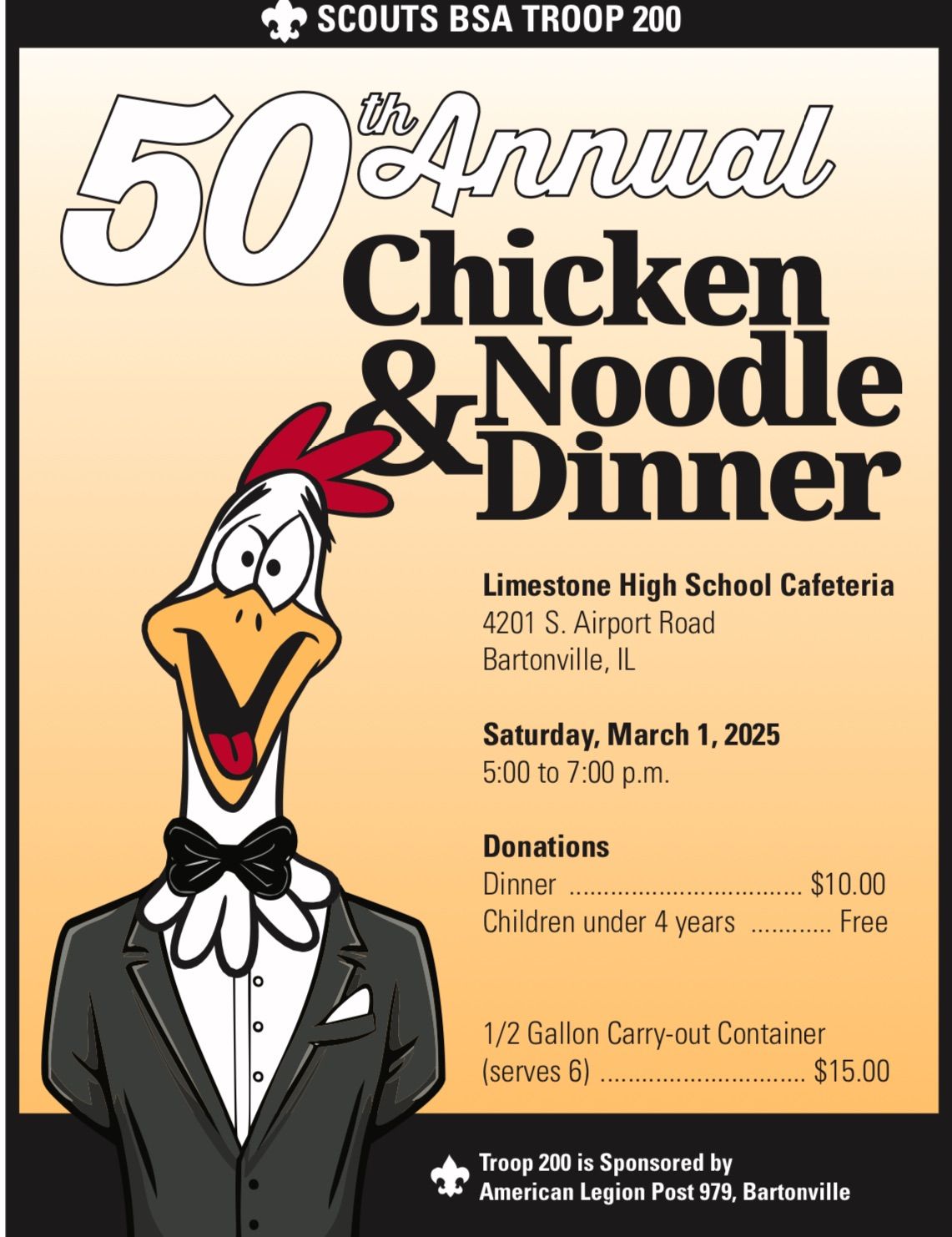 Troop 200\u2019s 50th Annual Chicken & Noodle Dinner!