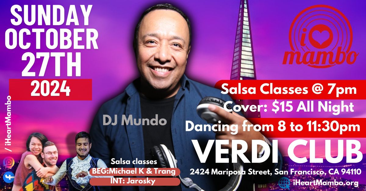 iHeartMambo - October 27th Edition with DJ Mundo, FREE Beginner and INT Salsa Classes at 7pm