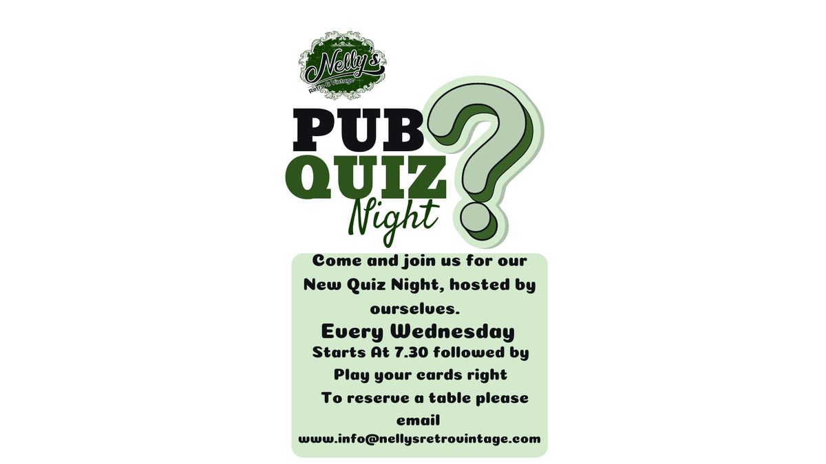 weekly quiz from 7.30pm 