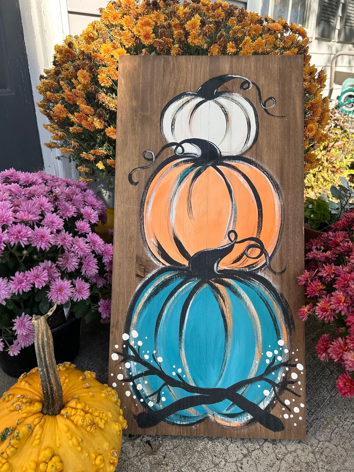 Pumpkin Painting on Wood at Ernie\u2019s! 